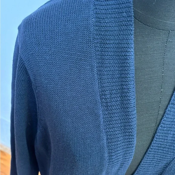 NWT Charter Club Cardigan 1X-14-16W Blue Intrepid 100% Linen Longline Open Front - Picture 10 of 10